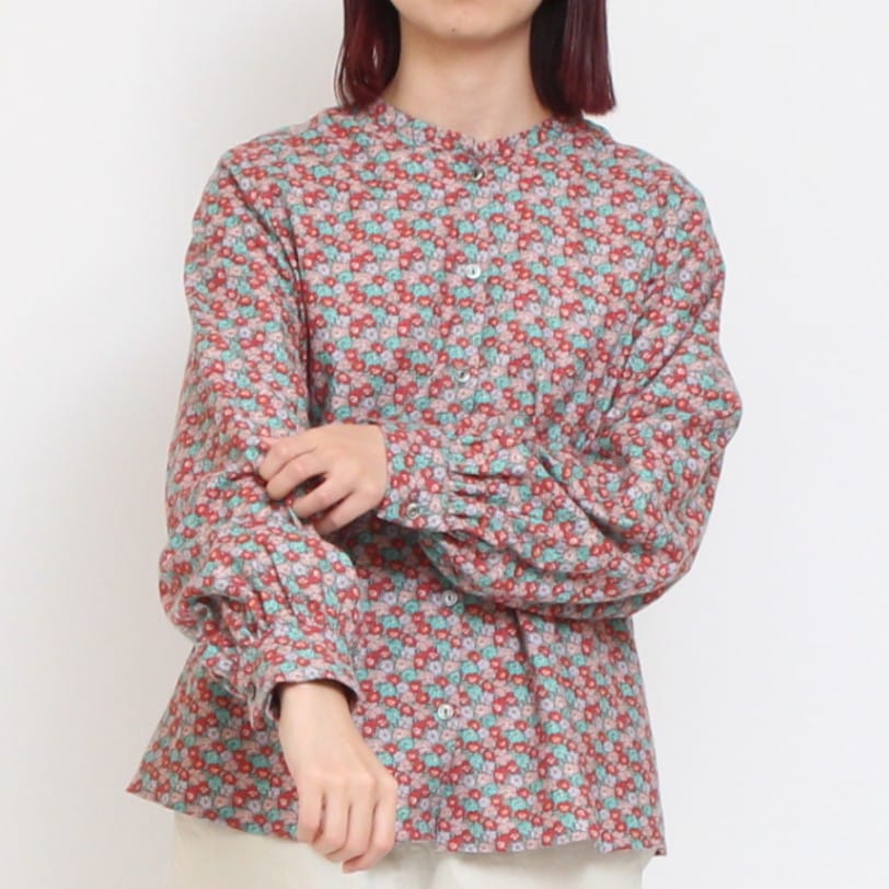 【再値下げ・40%OFF】【WINEのみ ラスト1点】エアリーコットLIBERTYスタンドカラーシャツ(2311)
