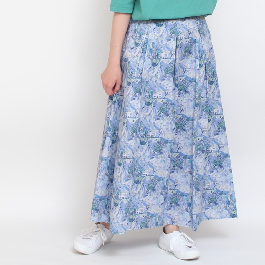 【WINE・BLUEラスト1点ずつ】リバティサイド釦スカート(2405)