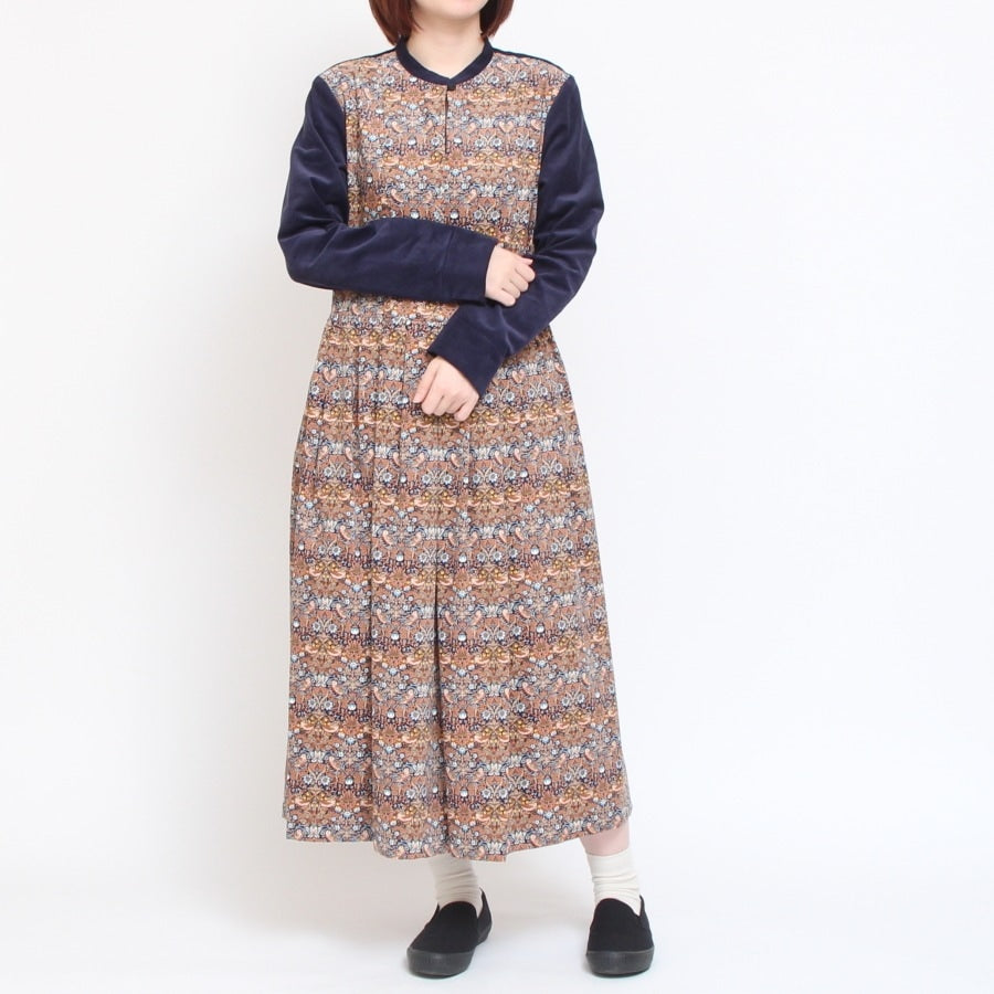 【20%OFF】【CAMELのみ】コーデュロイLIBERTY切替キーネックワンピース2411