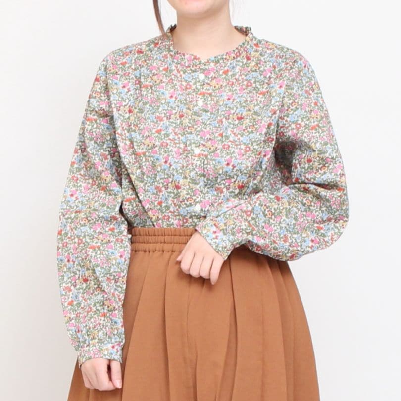 【BLACK残り僅か】リバティ長袖フリルネックスタンダードシャツ2501