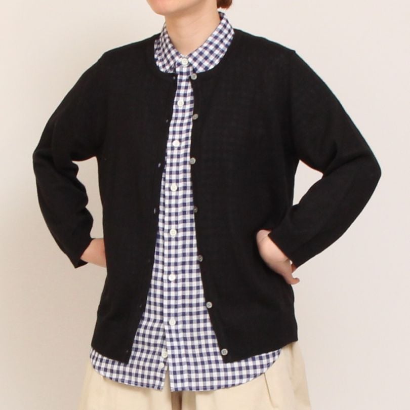 【BLACKのみ残り僅か】mao made UVカットリネン クルーネックカーディガン25