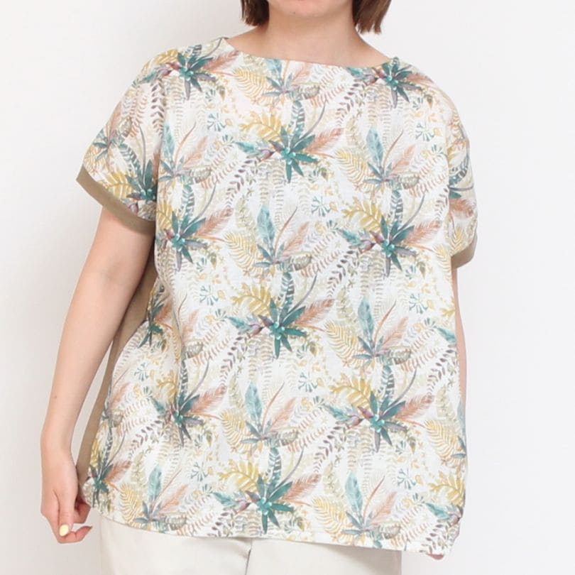 【GREENラスト1点】フランダースリネンLIBERTYボートネック切替プルオーバー