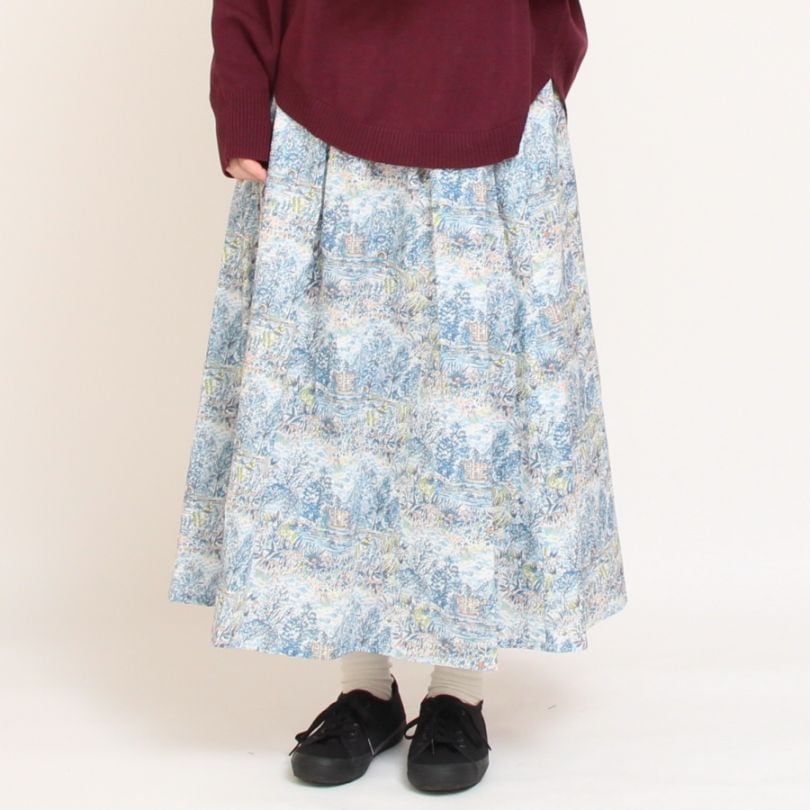 【20%OFF】【BLUEのみ ラスト1点】リバティサイド釦スカート80cm(2508)