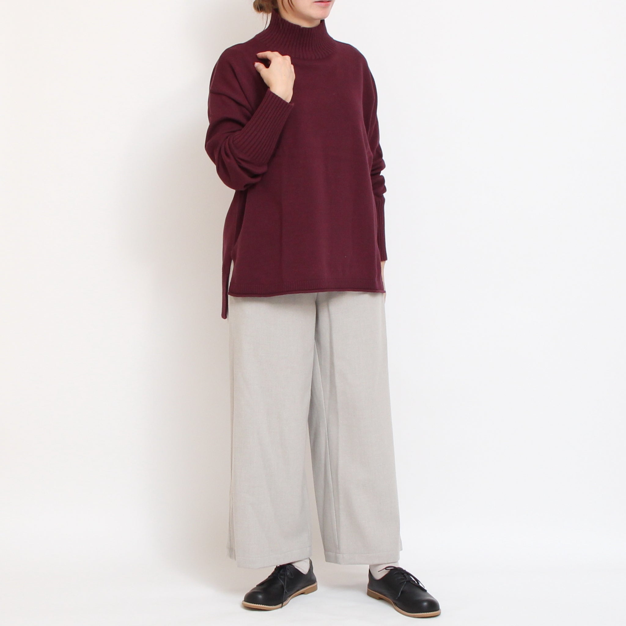 【WINE・NAVY残り僅か】 mao madeソフトコットンハイネックプルオーバー2510