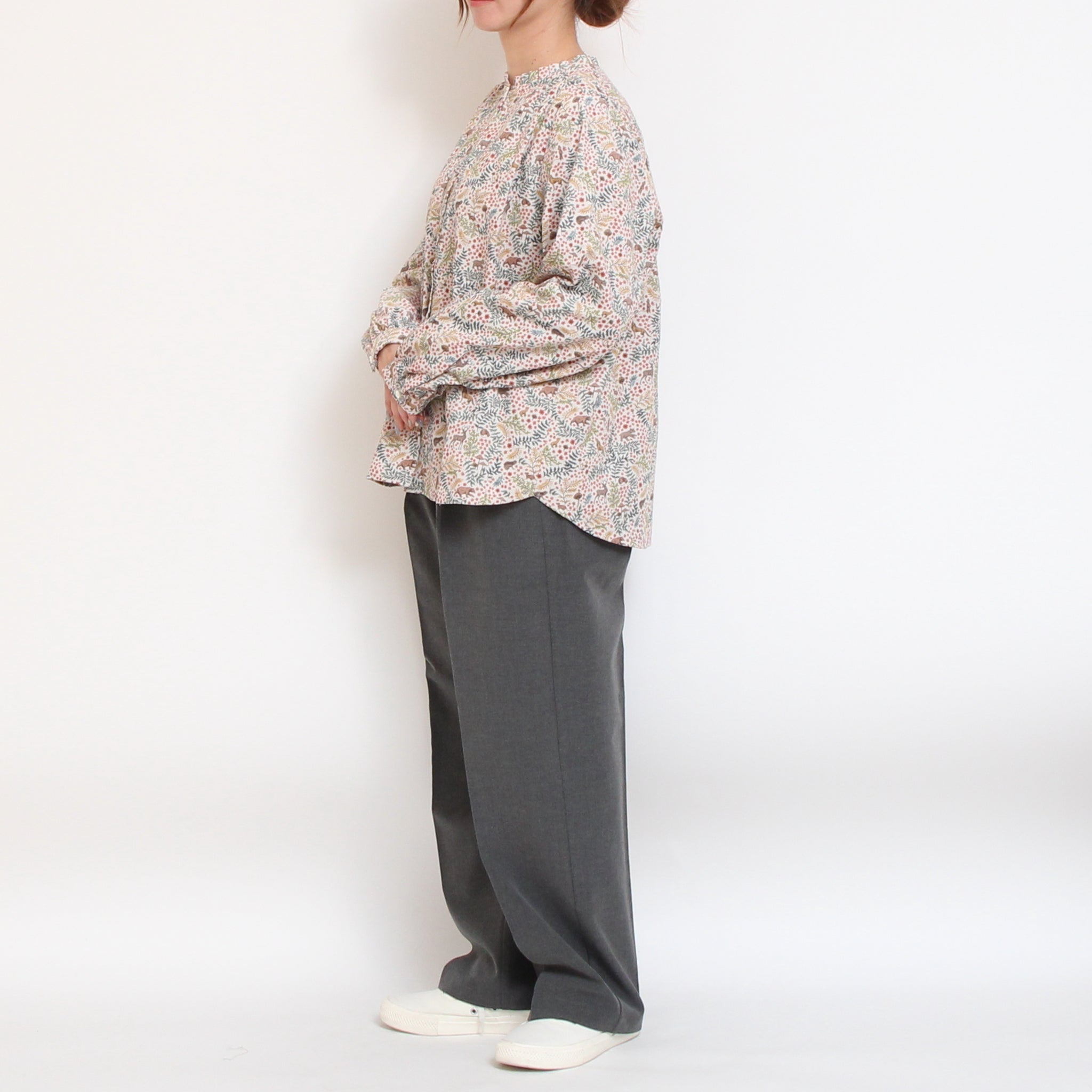 【NAVY・GREENのみ ラスト1点ずつ】コーデュロイLIBERTYフリルネックスタンダードシャツ2511