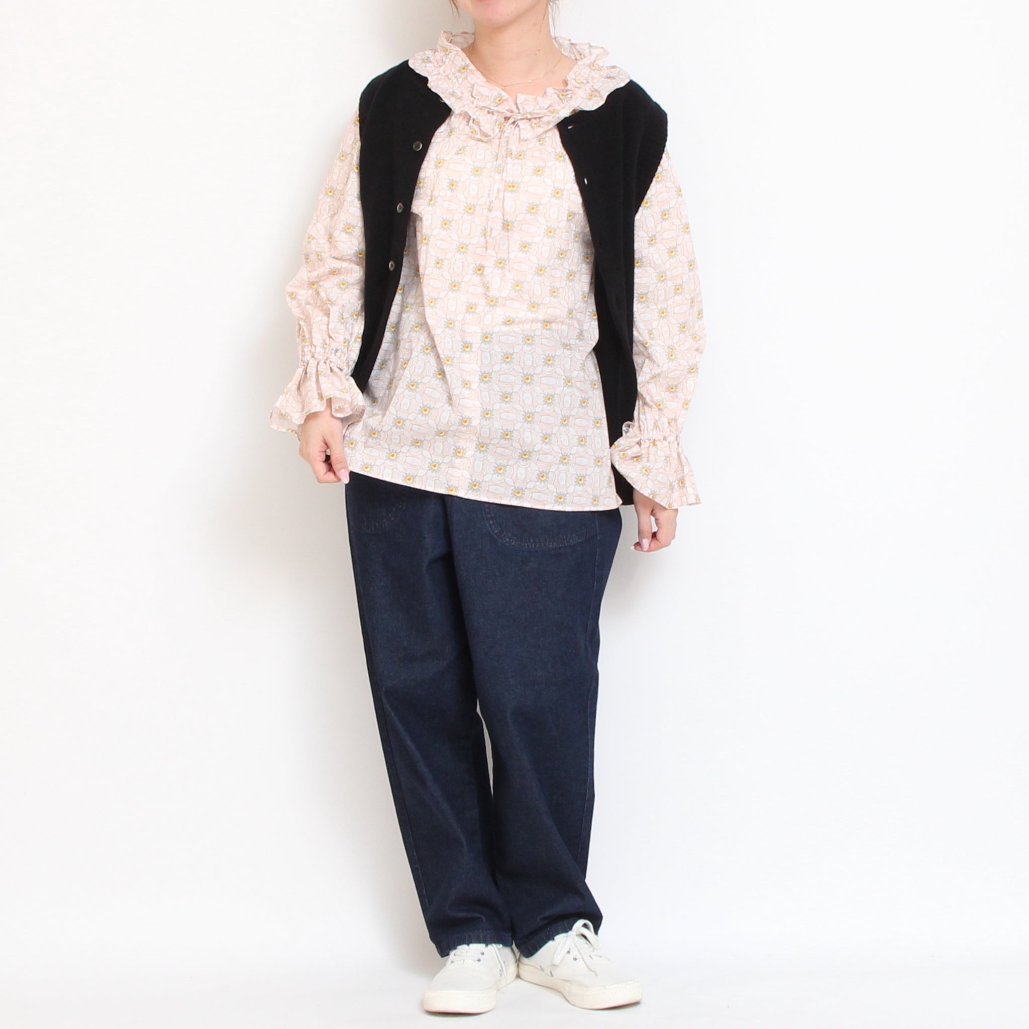 【本店限定商品】 LIBERTYギャザーフリルカラーブラウス