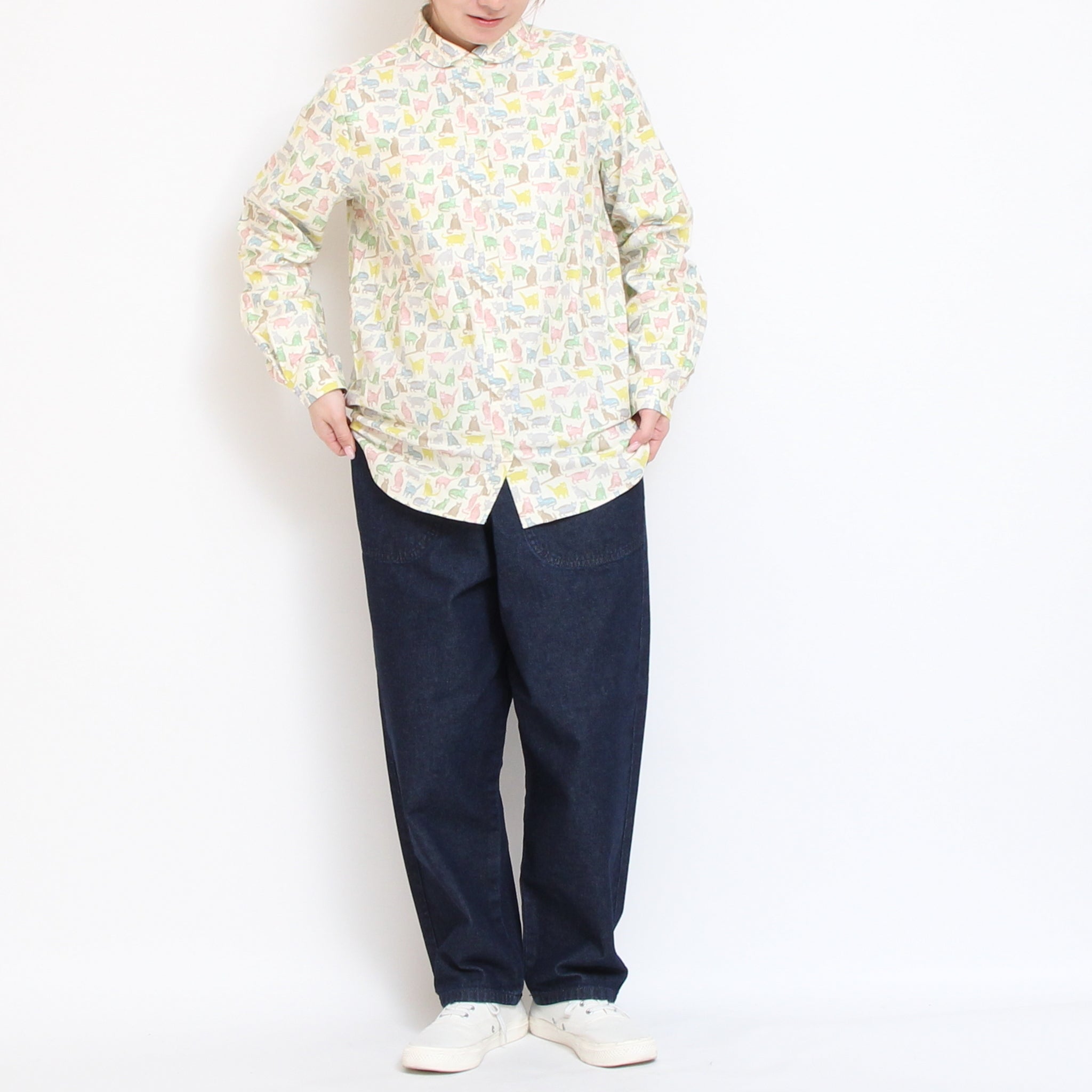 【BLUE残り僅か】Cotton Flannel丸襟ボタンダウンシャツ(2601)