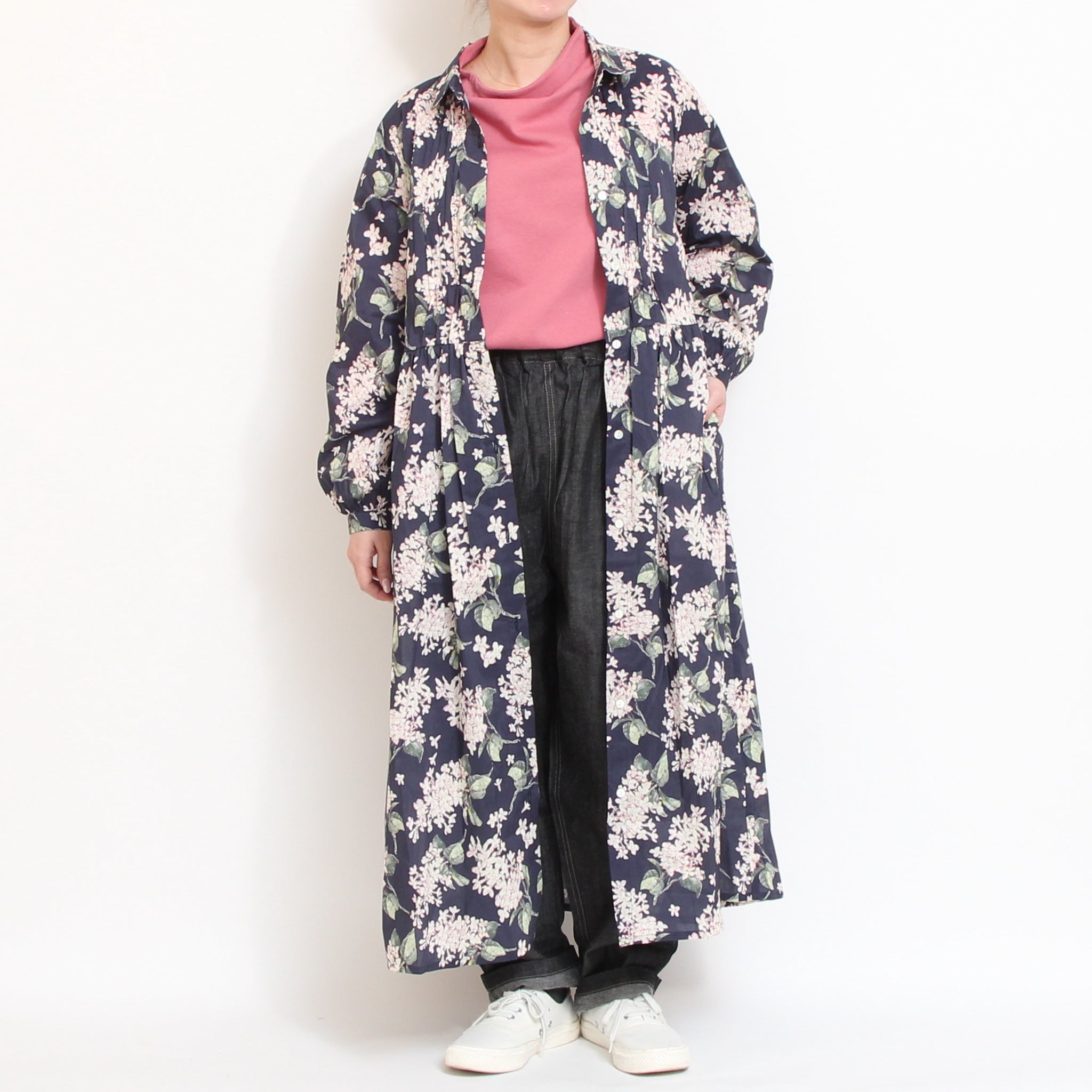 【30%OFF】【NAVYラスト1点】リバティウェーブタックワンピース(2601)