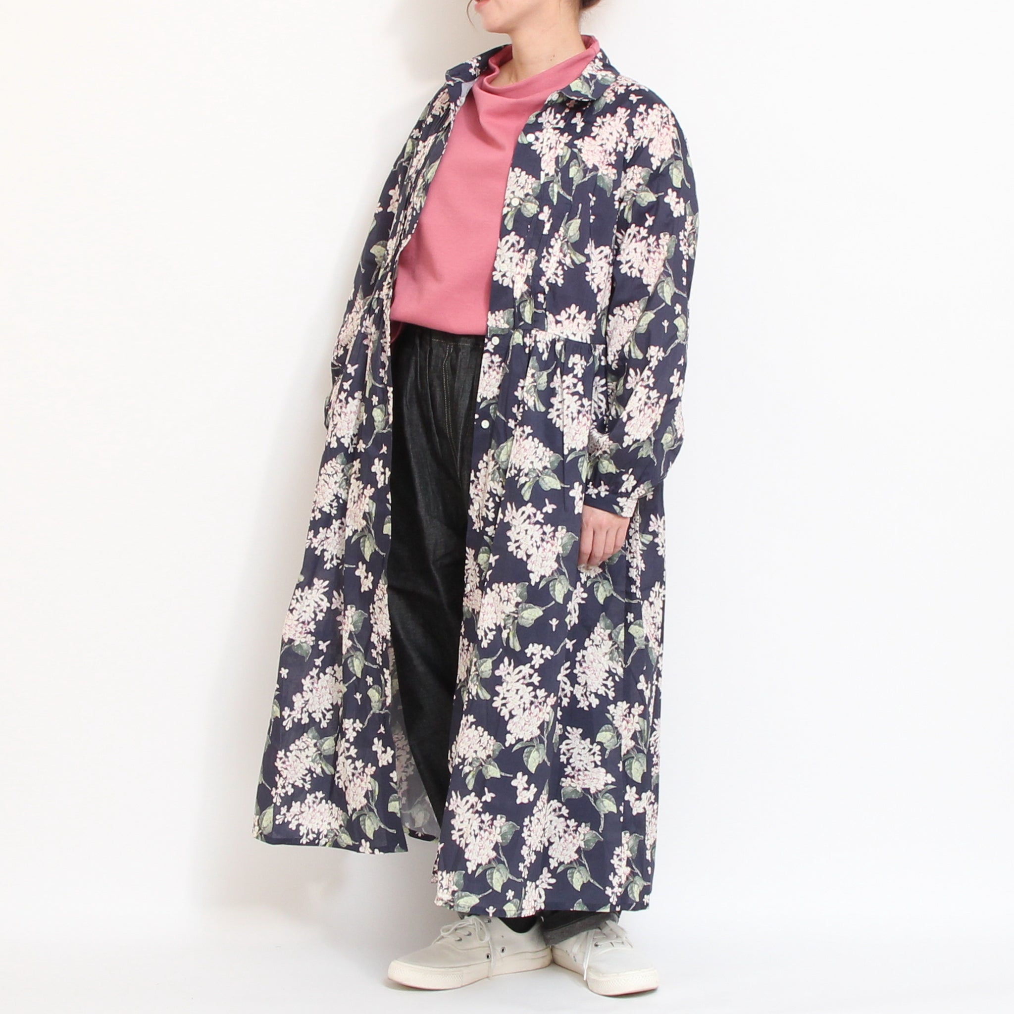 【30%OFF】【NAVYラスト1点】リバティウェーブタックワンピース(2601)