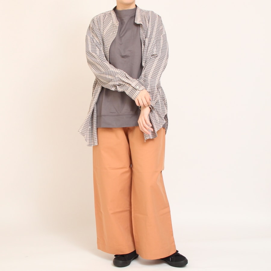 【20%OFF】【RED・BLACKラスト1点ずつ】Pont de Chalons バンドカラー刺繍釦シャツ