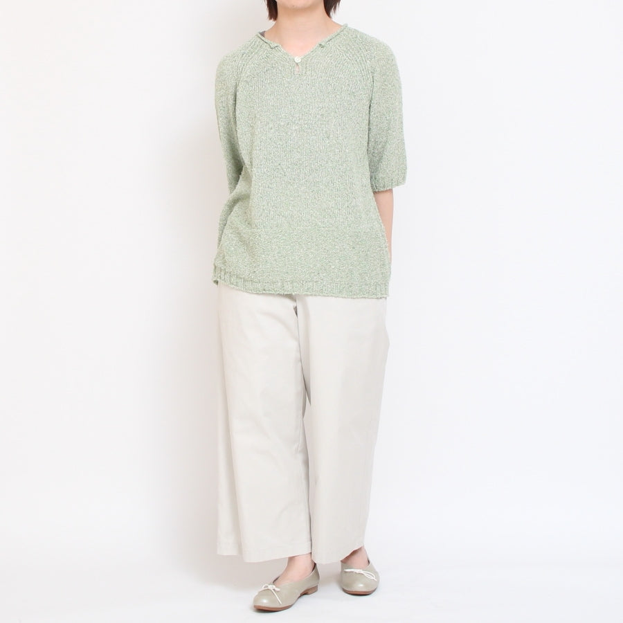OTA KNIT コットンリネン シルクネップニットプルオーバー