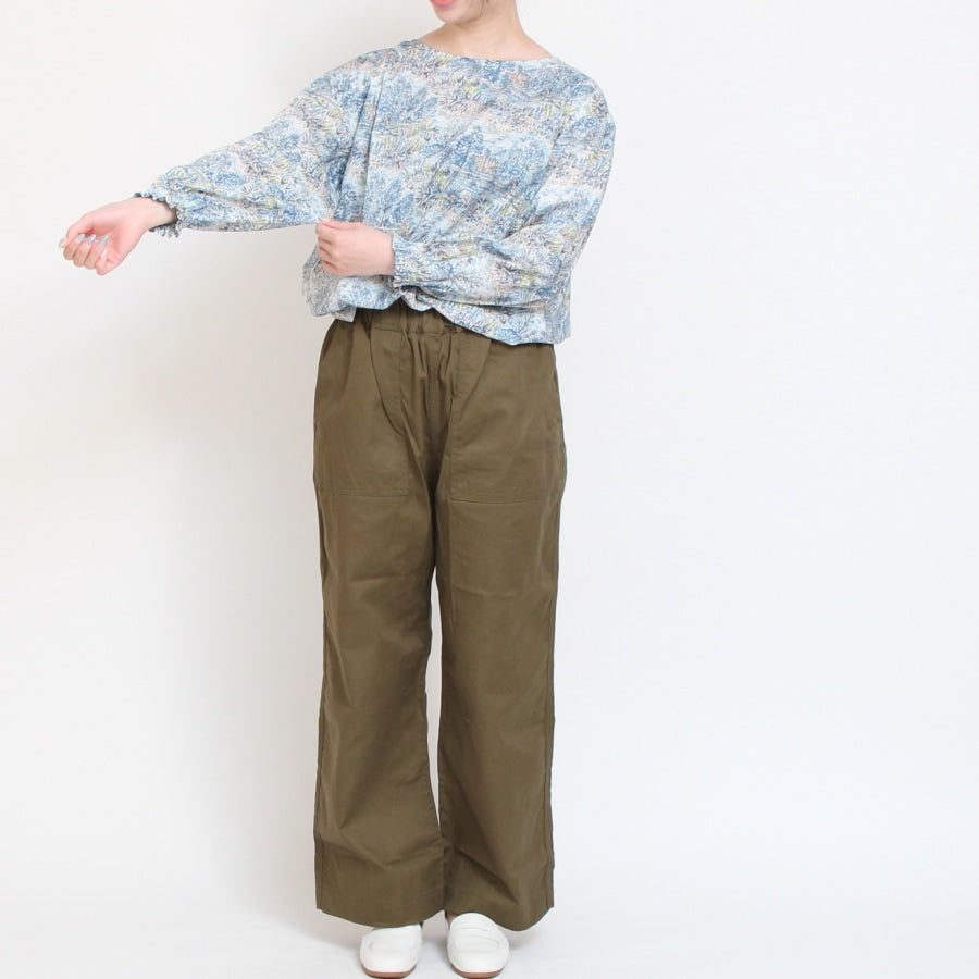 【20%OFF】【IVORYのみ ラスト1点】リバティボートネック シャーリング袖プルオーバー2508