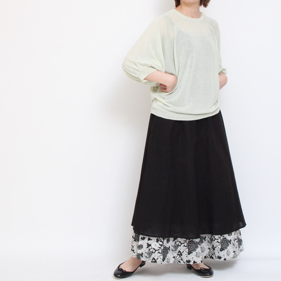 【20%OFF】【BLUEのみ ラスト1点】sosotto 裏地裾LIBERTYスカート
