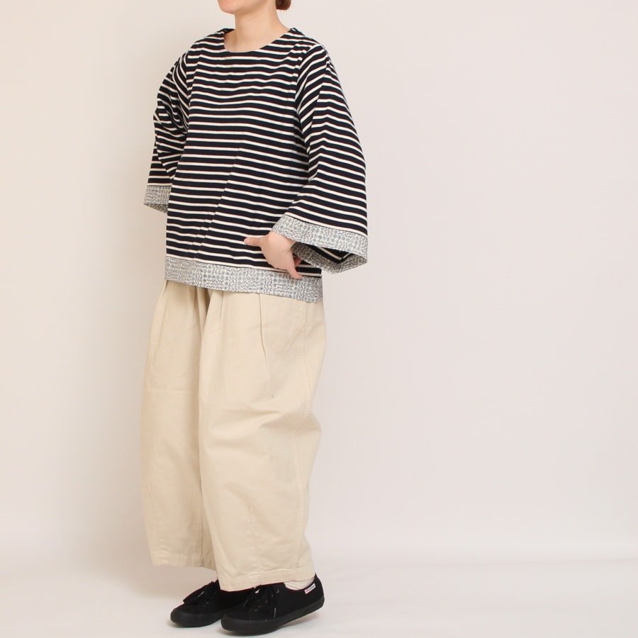 【30%OFF】【WHITE・NAVYのみ 残り僅か】LIBERTYボーダーMIXプルオーバー