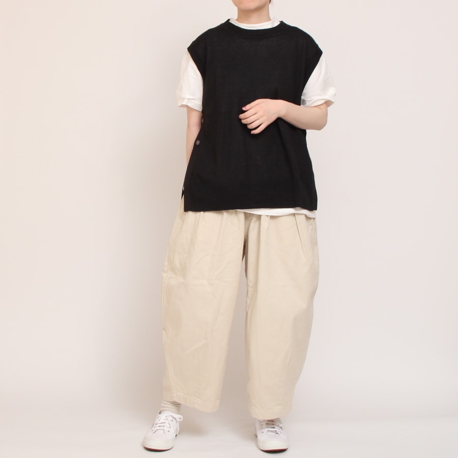 【50%OFF】【IVORY・MINTのみ 残り僅か】mao made UVカットリネン サイド釦ベスト