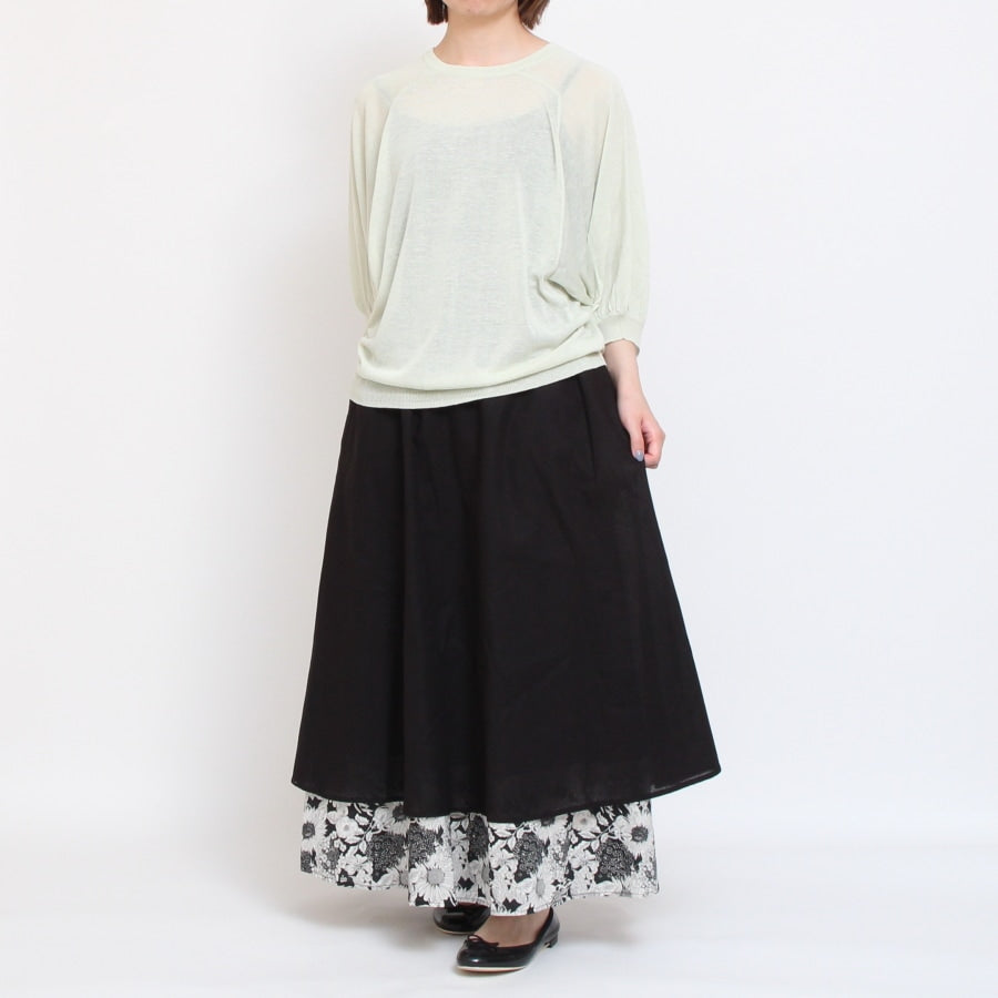 【20%OFF】【BLUEのみ ラスト1点】sosotto 裏地裾LIBERTYスカート
