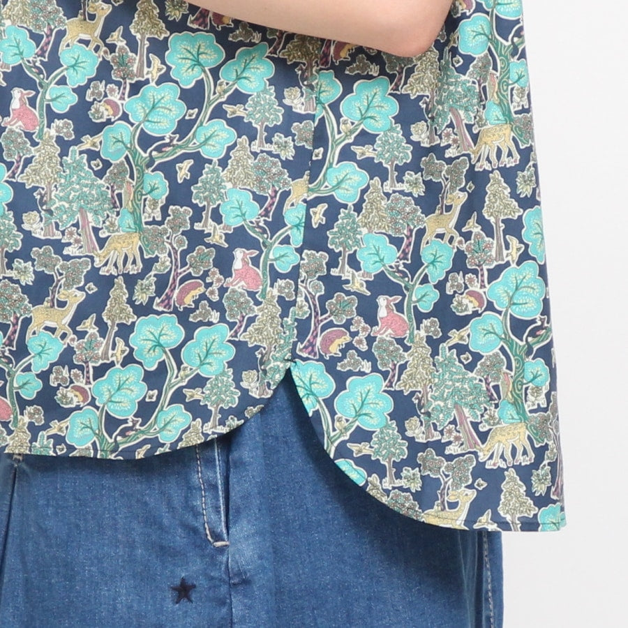 【20%OFF】【WHITEのみ ラスト1点】HOKKOH LIBERTY 比翼ギャザーシャツ(2506)