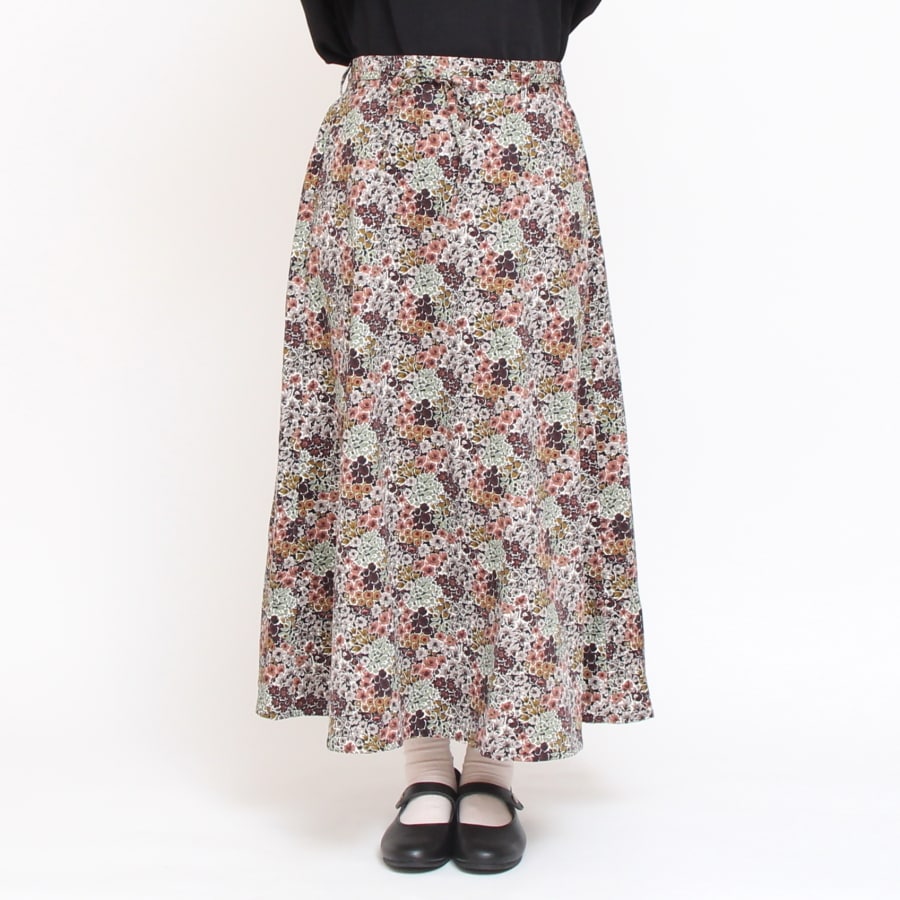 【20%OFF】【GREENのみ ラスト1点】コーデュロイLIBERTYリボン付きスカート(2411)