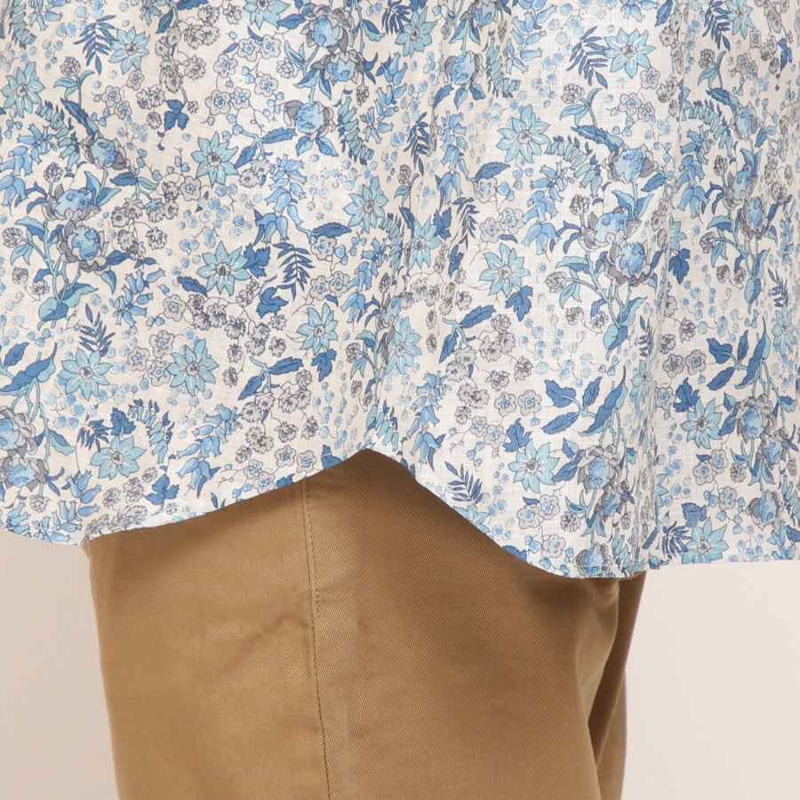 【30%OFF】【BLUEのみラスト1点】フランダースLIBERTY5分袖変形フリルシャツ2504