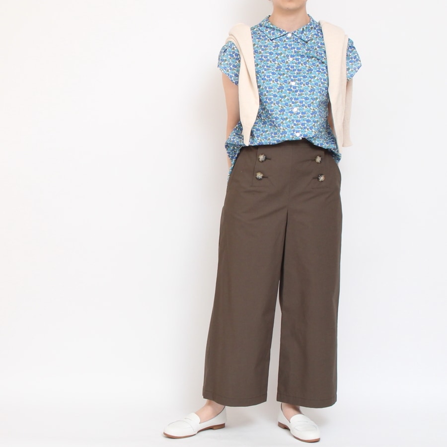 【30%OFF】【YELLOWサイズ1のみ ラスト1点】リバティチューリップ袖ブラウス(2405)