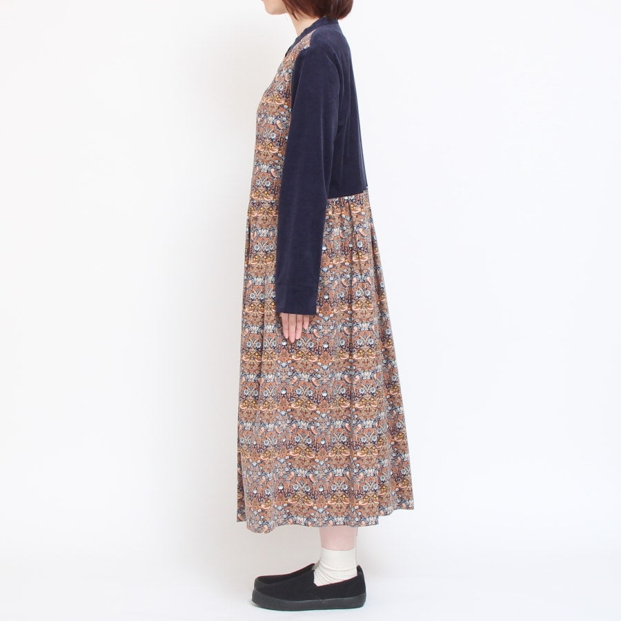 【20%OFF】【CAMELのみ】コーデュロイLIBERTY切替キーネックワンピース2411