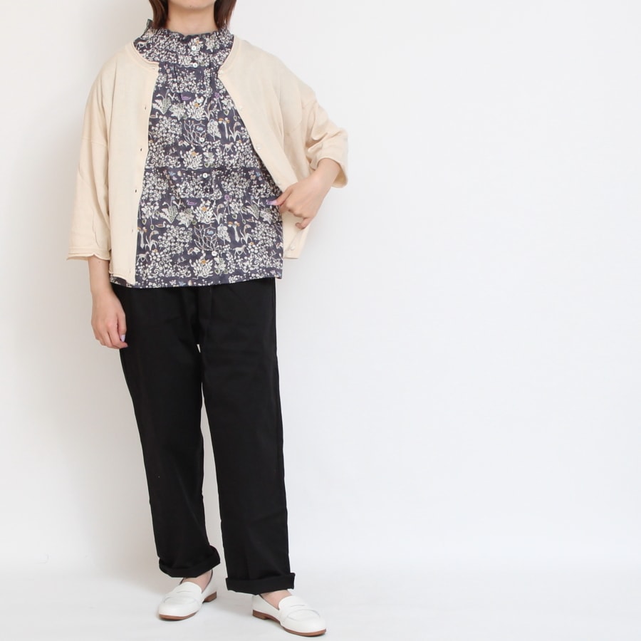 【20%OFF】【NAVYラスト1点】LIBERTY 2WAYシャーリングフレンチブラウス2507