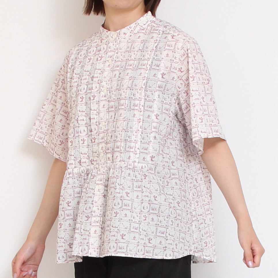 【PINKのみ 残り僅か】リバティ ワイドピンタック切替シャツ(2507)