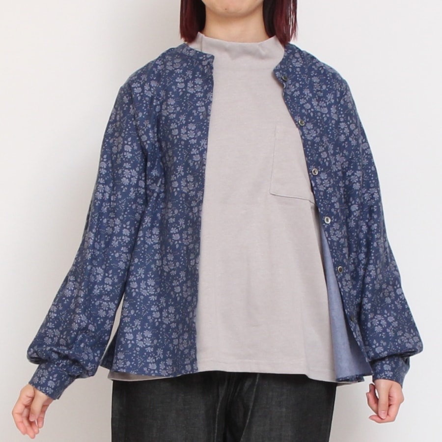 【再値下げ・40%OFF】【WINEのみ ラスト1点】エアリーコットLIBERTYスタンドカラーシャツ(2311)