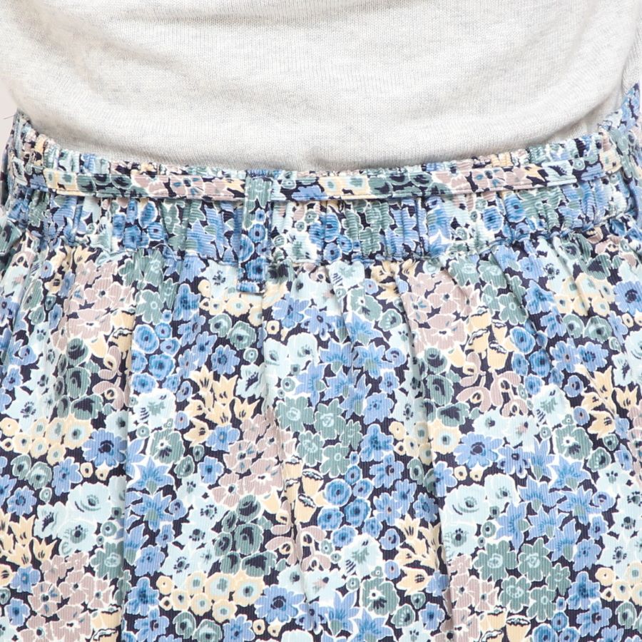 【20%OFF】【GREENのみ ラスト1点】コーデュロイLIBERTYリボン付きスカート(2411)