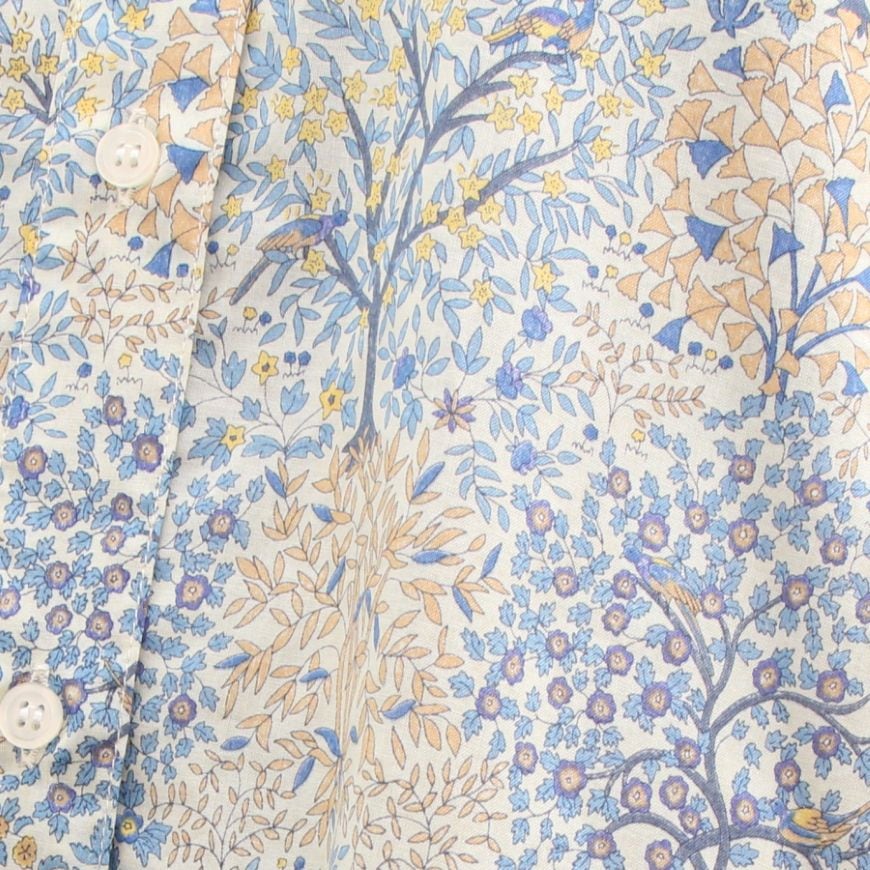 【20%OFF】【BLUE・NAVYラスト1点ずつ】HOKKOH LIBERTY 5分袖レギュラーカラーワンピース2507