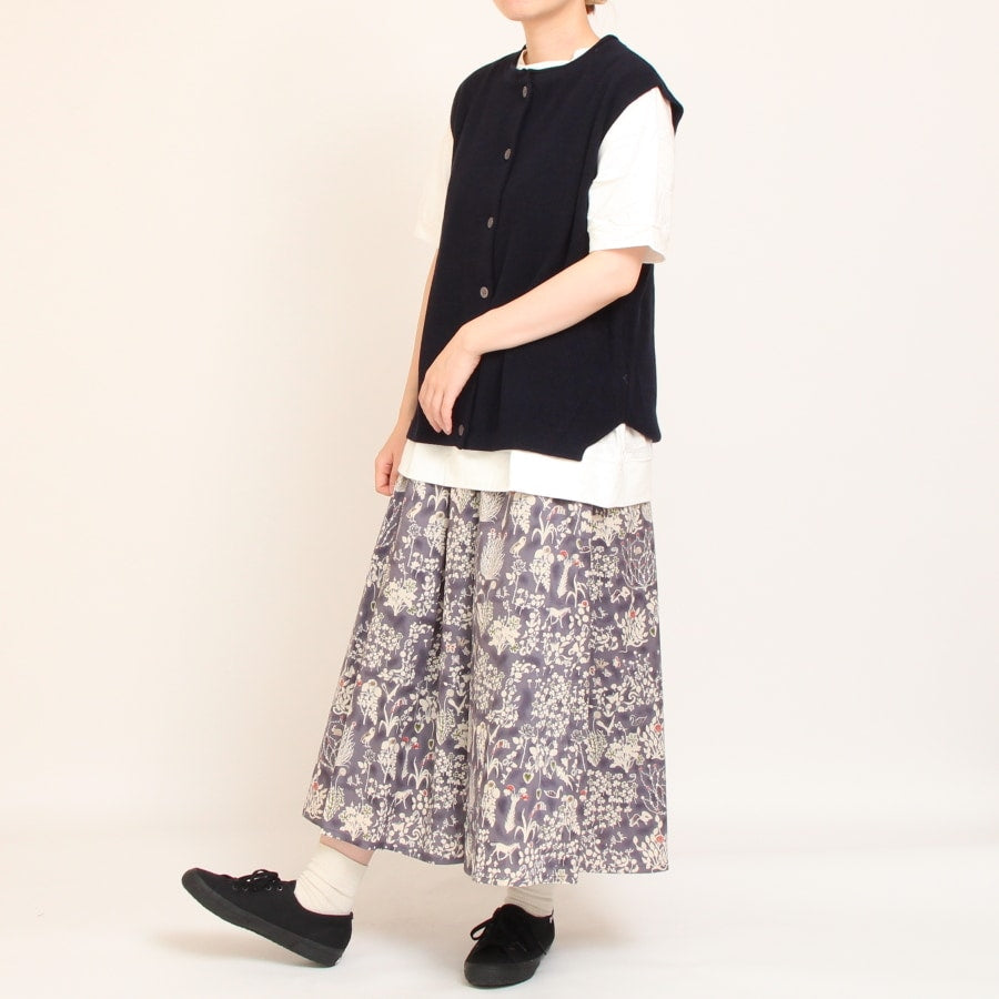 【20%OFF】【GRAYラスト1点】リバティサイド釦スカート80cm(2508)