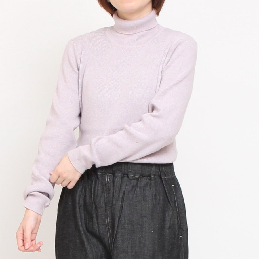 【20%OFF】【BLACKのみ ラスト1点】sosottoリブタートルプルオーバー42453714