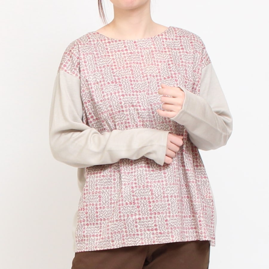 【20%OFF】【BEIGE・GRAYのみ ラスト1点ずつ】LIBERTY MIXボートネックプルオーバー67042
