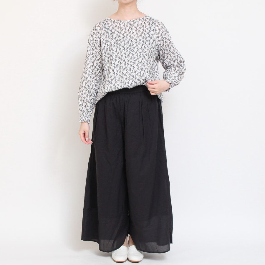 【20%OFF】【IVORYのみ ラスト1点】リバティボートネック シャーリング袖プルオーバー2508