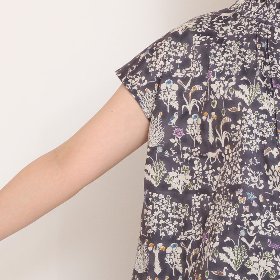 【20%OFF】【NAVYラスト1点】LIBERTY 2WAYシャーリングフレンチブラウス2507