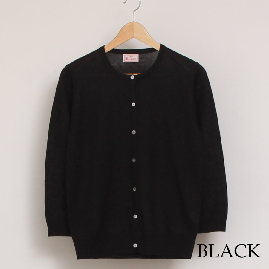 【BLACKのみ残り僅か】mao made UVカットリネン クルーネックカーディガン25