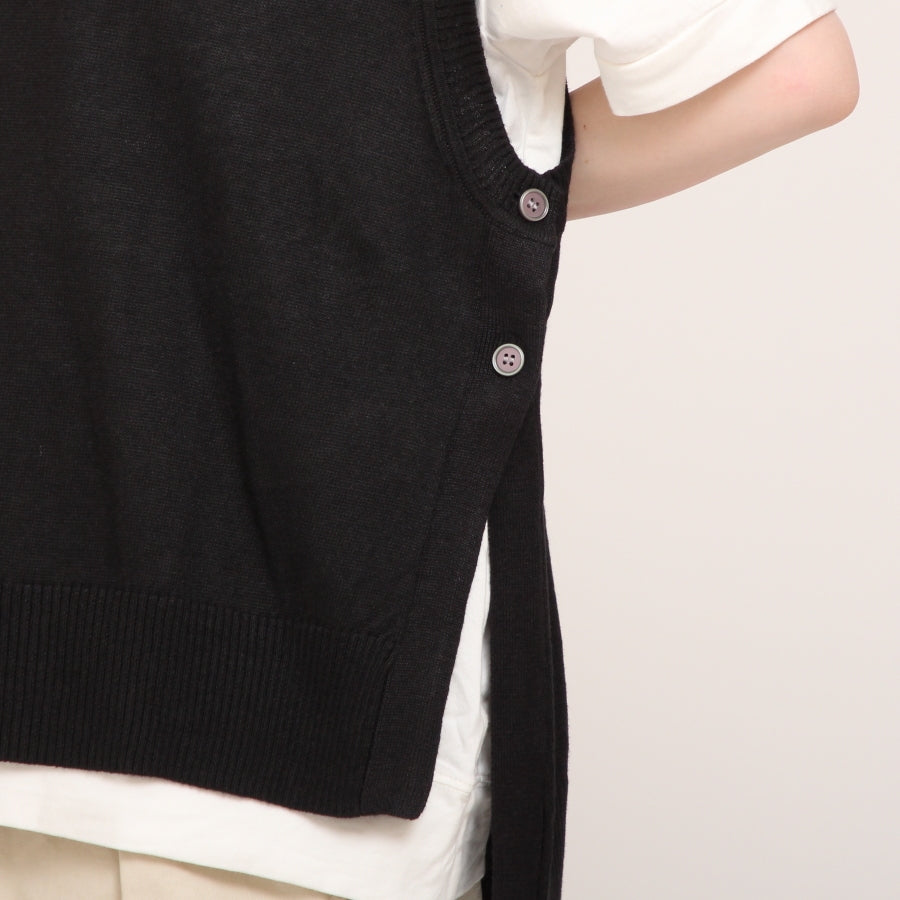 【50%OFF】【IVORY・MINTのみ 残り僅か】mao made UVカットリネン サイド釦ベスト