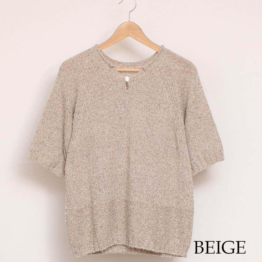OTA KNIT コットンリネン シルクネップニットプルオーバー