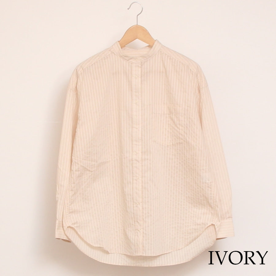 【20%OFF】【RED・BLACKラスト1点ずつ】Pont de Chalons バンドカラー刺繍釦シャツ