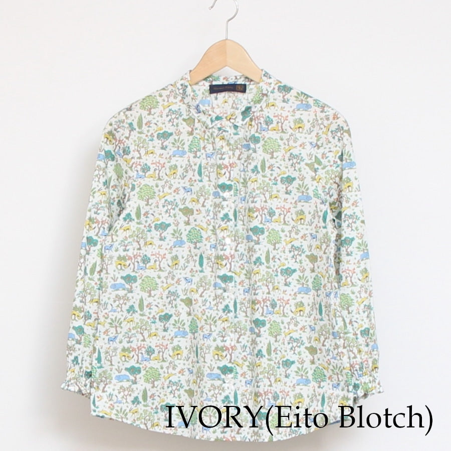 【IVORY・YELLOW ラスト1点ずつ】HOKKOH LIBERTY ミニカラー袖シャーリングSH2505