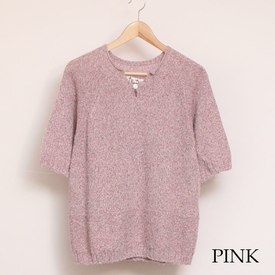 OTA KNIT コットンリネン シルクネップニットプルオーバー