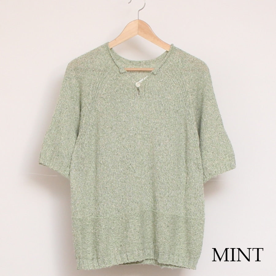 OTA KNIT コットンリネン シルクネップニットプルオーバー