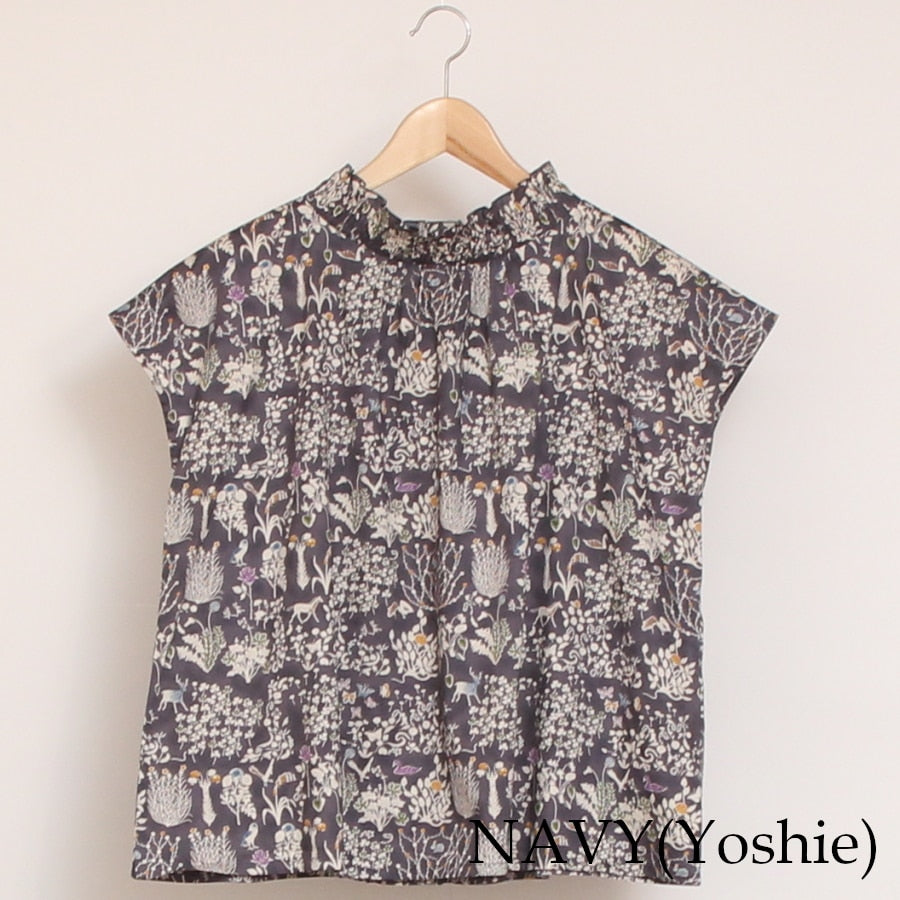 【20%OFF】【NAVYラスト1点】LIBERTY 2WAYシャーリングフレンチブラウス2507