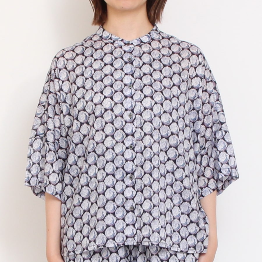 【NAVYラスト1点】【本店限定商品】シルフローンLIBERTY スタンドカラードルマンシャツ2507