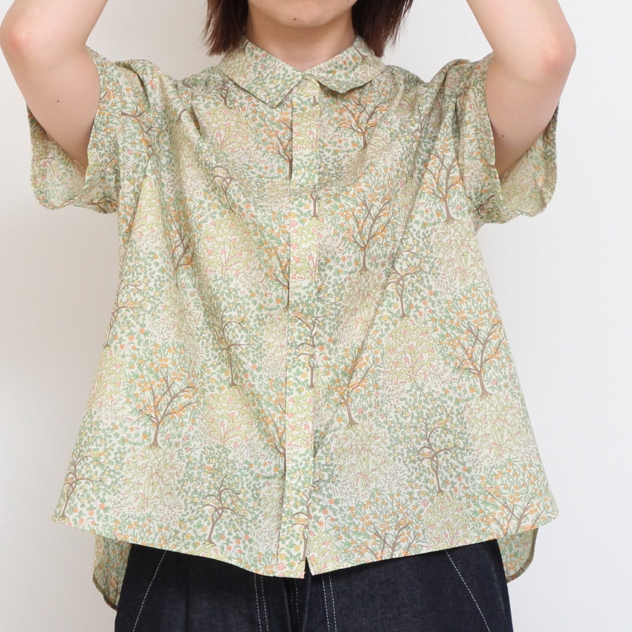 【20%OFF】【WHITEのみ ラスト1点】HOKKOH LIBERTY 比翼ギャザーシャツ(2506)