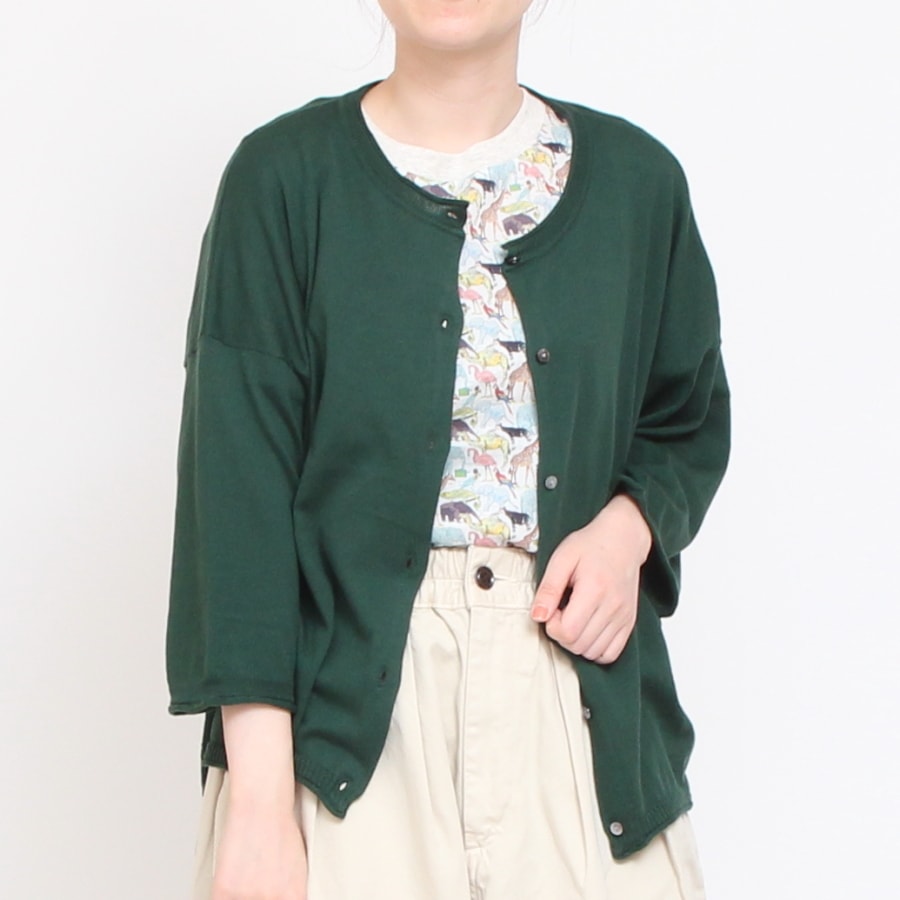 【IVORY WINEのみ 残り僅か】mao madeピマコットン7分袖カーディガン(2407)