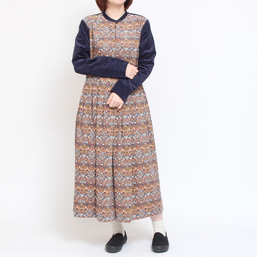 【20%OFF】【CAMELのみ】コーデュロイLIBERTY切替キーネックワンピース2411