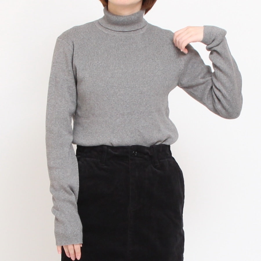 【20%OFF】【BLACKのみ ラスト1点】sosottoリブタートルプルオーバー42453714