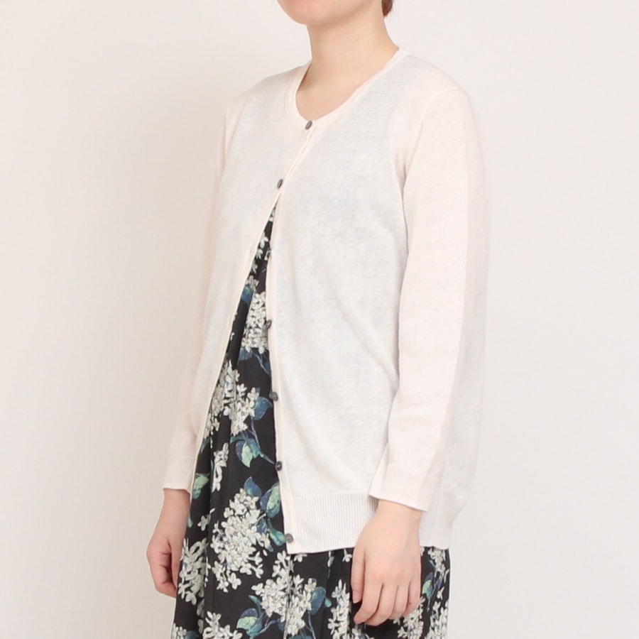 【BLACKのみ残り僅か】mao made UVカットリネン クルーネックカーディガン25