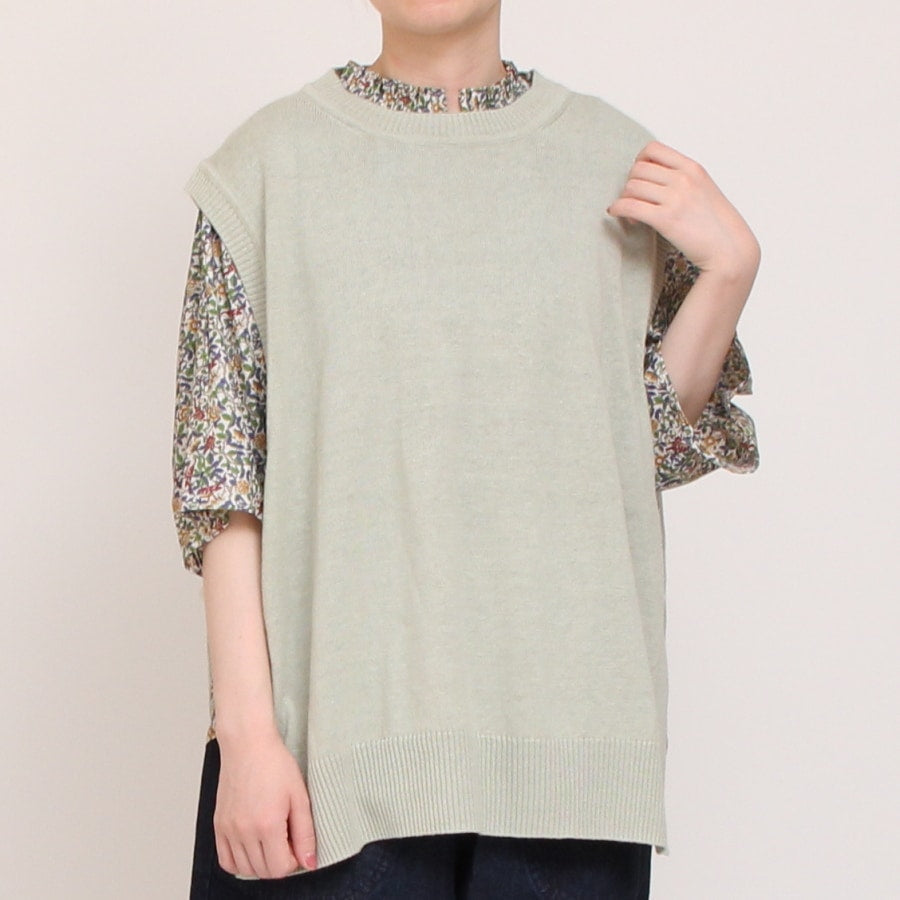 【50%OFF】【IVORY・MINTのみ 残り僅か】mao made UVカットリネン サイド釦ベスト